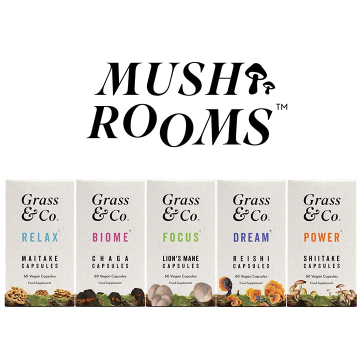 Grass & Co. POWER Shiitake Mushrooms with Holy Basil + Iron 60 Vegan Capsules